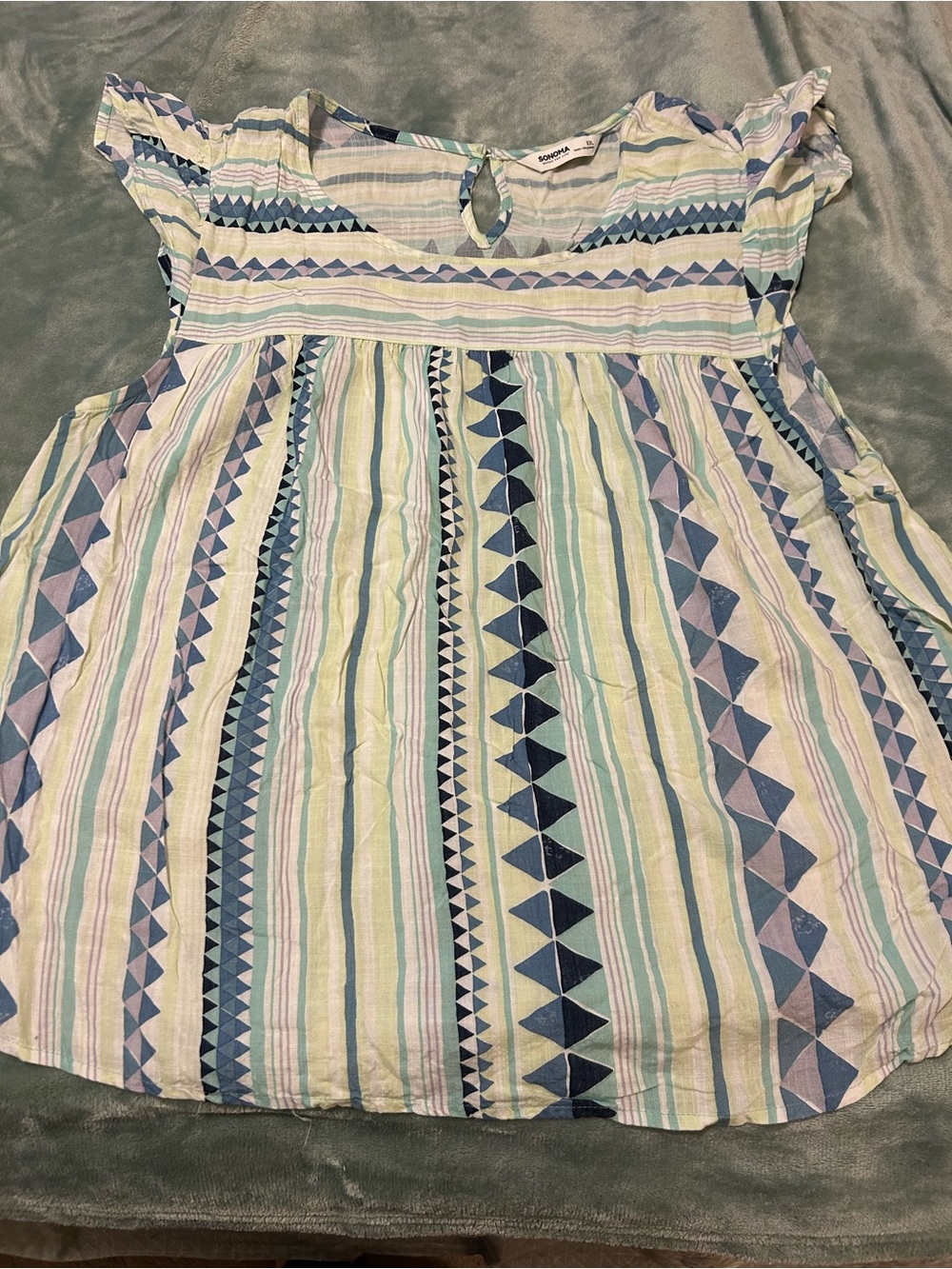 Sonoma Striped Geometric Cap-Sleeve Women's Shirt Size XXL